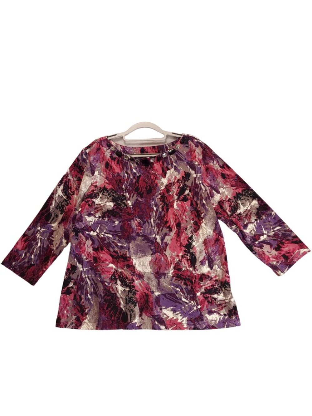 Lark Lane Blouse Womens XL Mulitcolor Bold Rhinestones 3/4 sleeves career boho